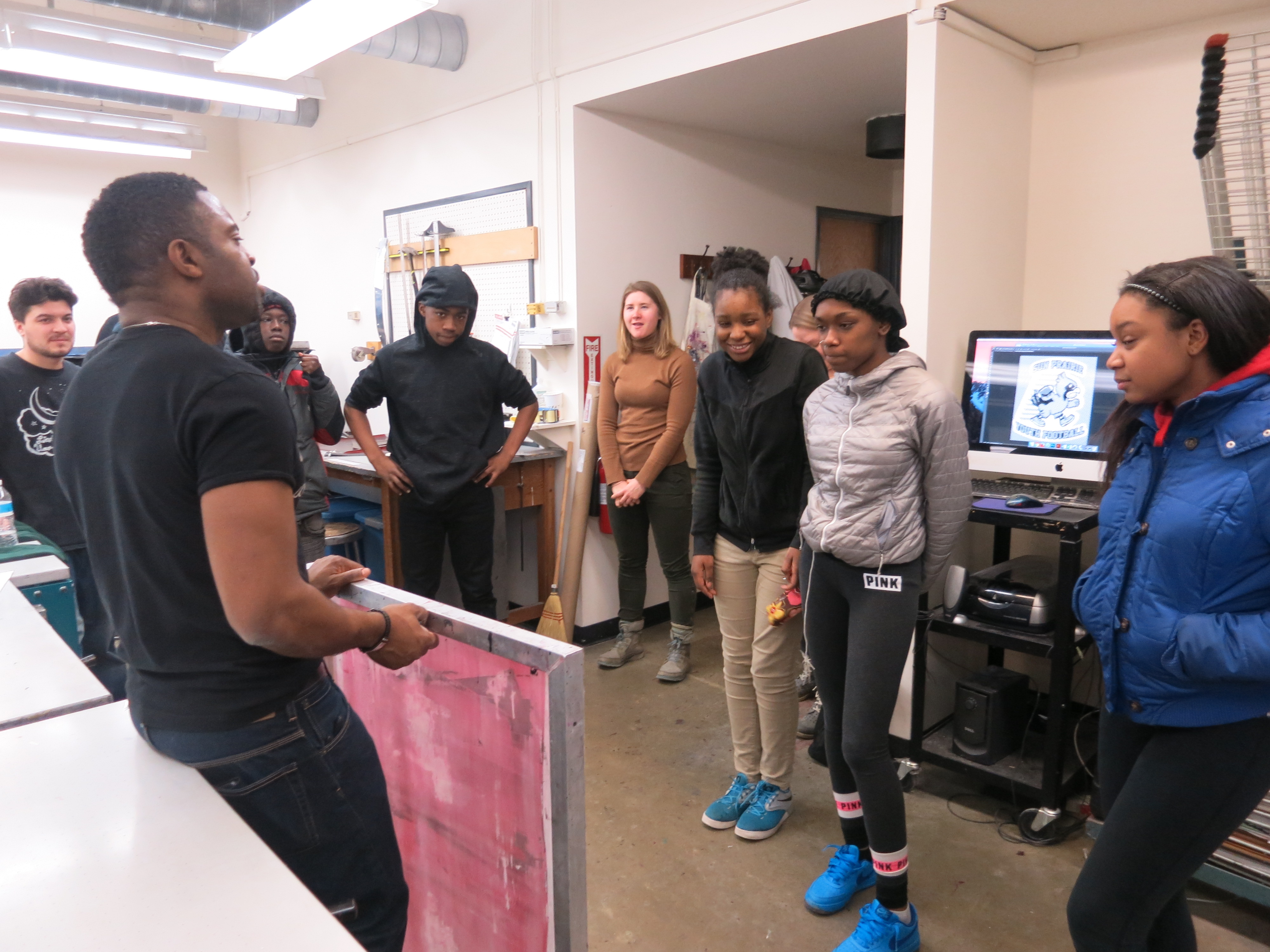 picture of teens learning how to screen print during 15-week Air It Out semester