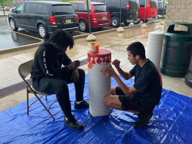 "Bollards" mural by Jerry Butler and teens at Youth Justice & Prevention